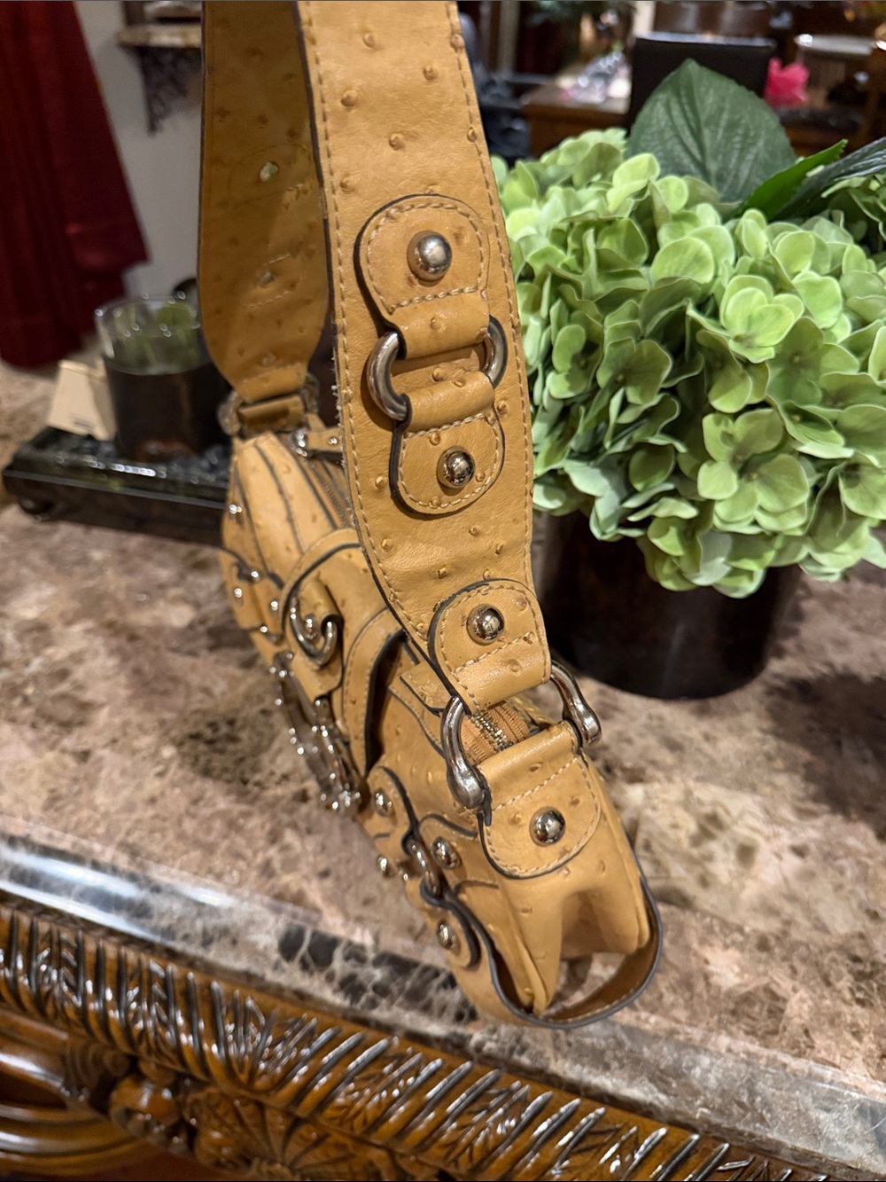 Guess Beige/Tan Studded Shoulder Bag with Buckle Accent ADORABLE! - Picture 9 of 10